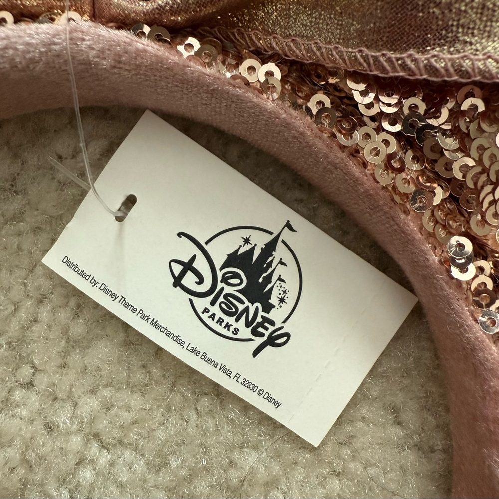 NWT Disney Rose Gold Sequin Minnie Mouse Ears Headband - Picture 4 of 6